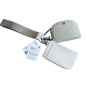 Lululemon Dual Pouch Wristlet Raw‎ Linen White Opal First Edition NWT